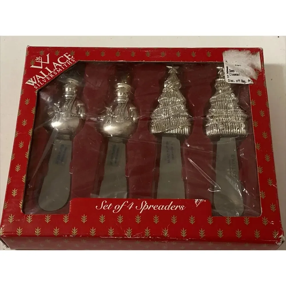 Vintage‎ 1999 Wallace Silversmiths Set of 4 Silver Plated SS Holiday Spreaders